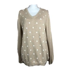 Tommy Hilfiger Tan/White Polka Dot Sweater Sz XXL